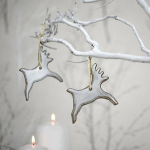 Ceramic Reindeer Decoration in snow white