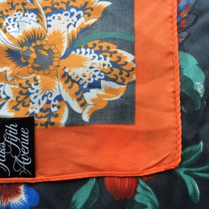 Saks Fifth Avenue Orange Trim Floral Scarf